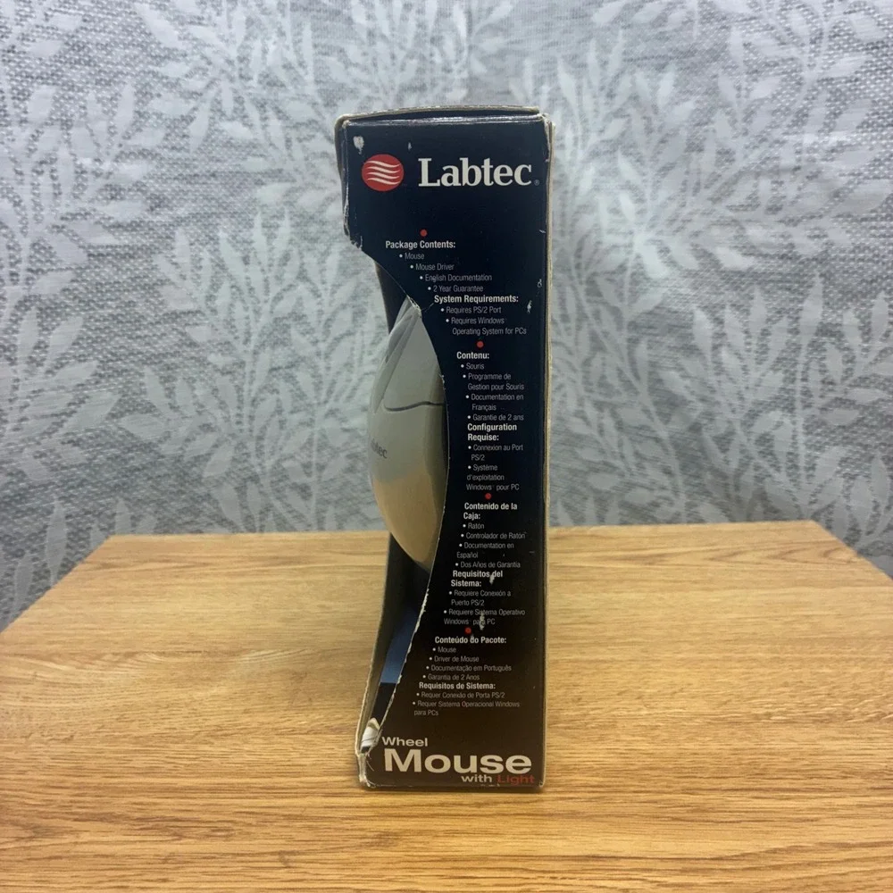 Vintage Labtec Wheel Mouse with Light PC Windows XP PS/2 Wired White New Box
